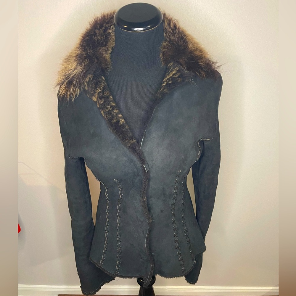 Rizal Mouton Shearling Jacket Euc - image 1